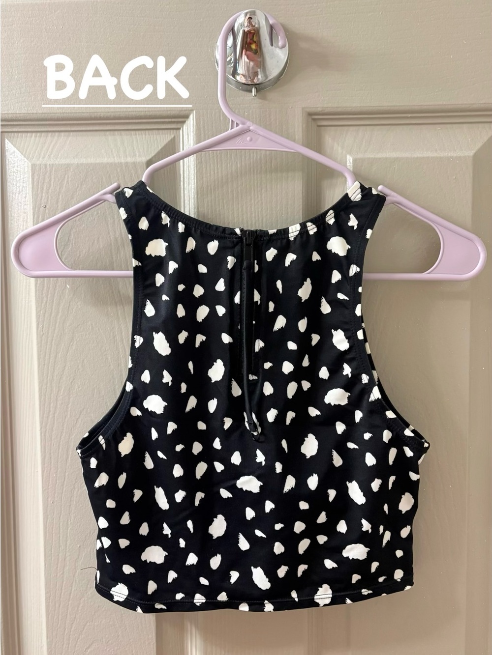Women’s Black & White Polka Dot Cropped Swim Top! Size Medium! - Picture 2 of 3